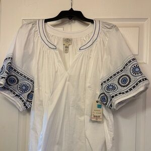White and blue shirt